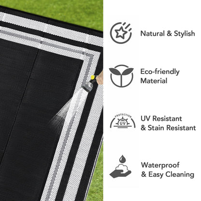 Garvee 9x12 Outdoor Rug for Patio Plastic Straw Rug Waterproof Reversible Mat Lightweight Foldable Carpet Easy Clean Large Rugs for Patio Porch Backyard Camping RV Beach Balcony Deck Panel White