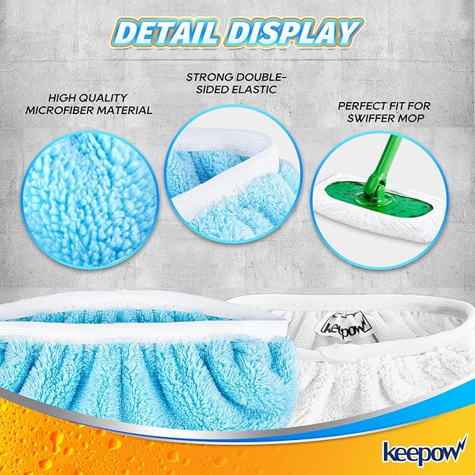 KEEPOW Reusable Microfiber Mop Pads