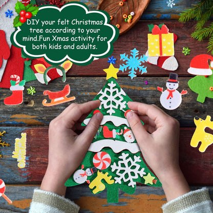 Tatuo DIY Felt Christmas Tree and Ornaments Felt Kids Party Favors Stickers for Kids Home Door Wall Hanging Christmas Tree Craft Decorations (36)