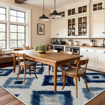 Rustic Area Rugs 7x9 - Native American Inspired Tribal Design, Rustic Lodge Country Style, Washable Non Slip Soft Floor Carpet for Living Room Bedroom Office, Geometric Home Decor