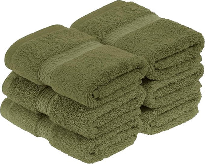 Superior Solid Egyptian Cotton Face Towel Set, Forest Green