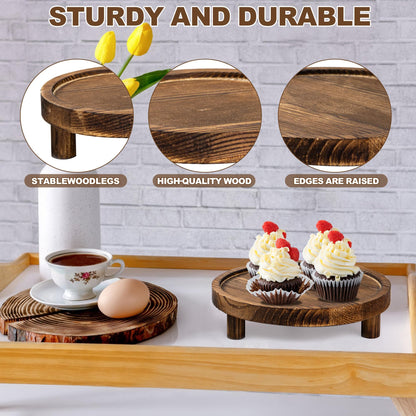 HAOPENGYOU 6PCS Wooden Risers for Display Wood Cake Stand for Party Round Food Risers for Buffet Wooden Holder Rustic Riser for Decor Tiered Tray Decor Home Kitchen (Rustic, 6 PCS (8”, 6”, 5”))