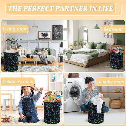 Funny Black Cats Laundry Hamper Bag