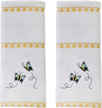 SKL Home Dancing Butterflies 100% Cotton Embroidered 2pc Hand Towel Set