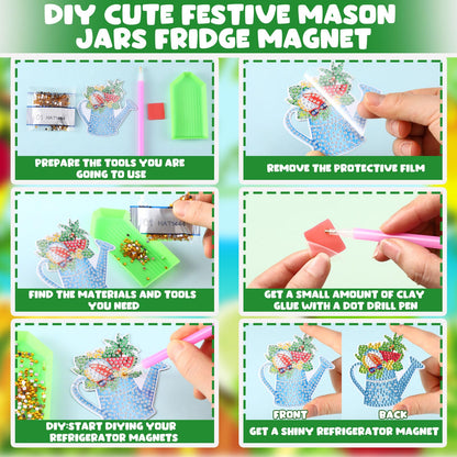 Relaxweex 30 Pcs Seasonal Diamond Painting Magnet Holiday Easter Diamond Art Magnet Kits for Adult 5D Rhinestones Mason Jar Flower Refrigerator Magnetic Sticker for Fridge DIY Crafts Gifts(Holiday)