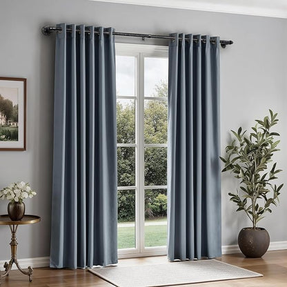 Zeerobee Curtain Rods for Windows 48 to 84, 1 Inch Industrial Wrap Around Vintage Black Curtain Rod, Indoor/Outdoor Room Divider Adjustable Drapery Pole, 48"-86"