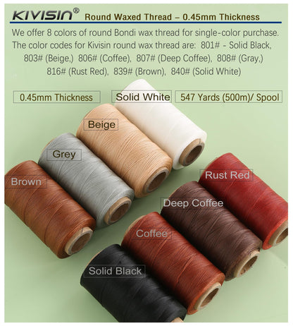 Thin Wax Polyester Thread, 0.45mm, 547 Yards, 3 Ply Round Waxed Cord Strings for Sewing, Beading, Binding, Micro Braiding, Fine Leather Craft and Micro Macrame Jewelry - Rust Red