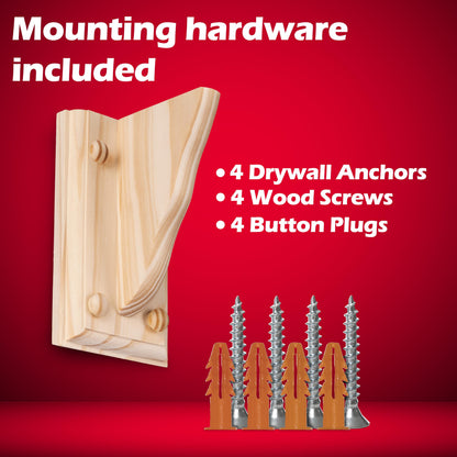 WADDELL Pine Bracket w/Backing Plate (1 Count, 6" x 4" x 1¼") | Unfinished Corbel Includes Mounting Hardware | DIY Home Decor Shelves, Countertops, Fireplace Mantels | Supports up to 5 Lbs. Each