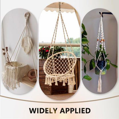 227pcs Macrame Kits 3mm 115yards Wall Hanging Natural Cotton Macrame Cord with Wooden Beads & Rings Wooden Sticks, Metal S-hooks Supplies for Hanging Plant Hand Tassel weaving