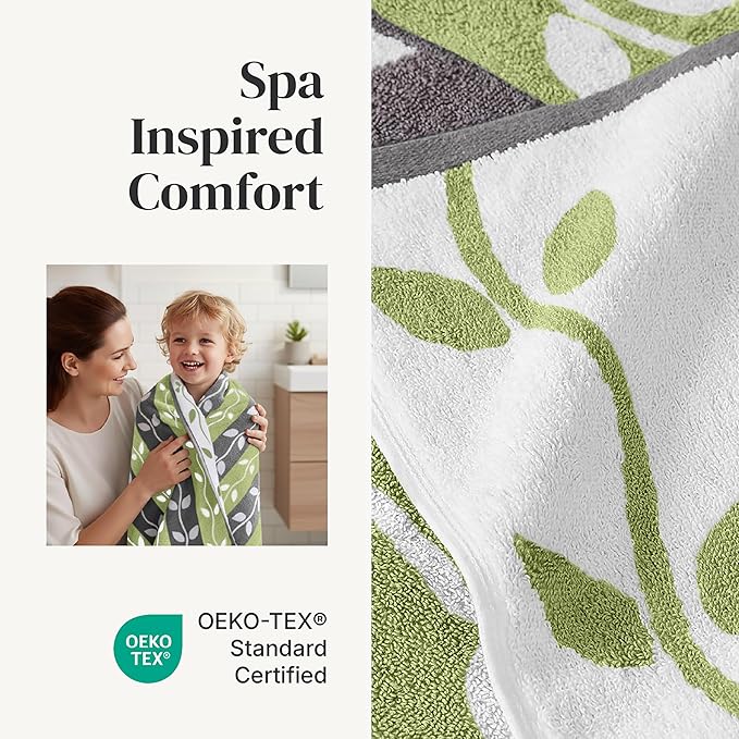 Modern Threads Organic Vines 6-Piece 100% Cotton Towel Set – Yarn Dyed Jacquard