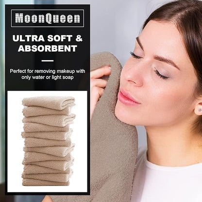 MOONQUEEN Microfiber Facial Cloths Fast Drying Washcloth 12 Pack