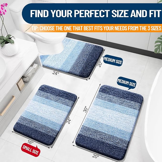 OLANLY Large Bathroom Rugs Mat 50x30, Extra Soft Absorbent Microfiber Bath Rugs, Rubber Backing, Quick Dry, Machine Washable Bath Mats for Bathroom Floor, Tub and Shower, Home Decor Accessories, Navy