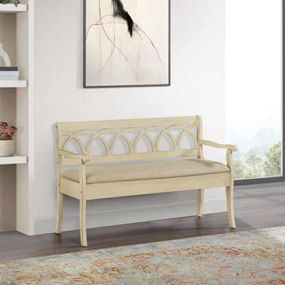 OSP Home Furnishings Coventry Solid Wood and Veneer Storage Bench, Antique White