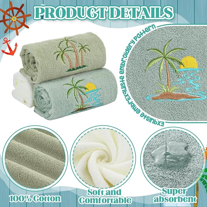 3 Pack Summer Palm Tree Hand Towels