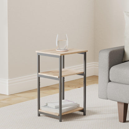 VASAGLE Barnet Collection - Side Table, Small End Table for Living Room, Modern Tall Nightstand, Bedroom, Office, Bathroom, Steel Frame, Camel Brown and Ink Black ULET273B50