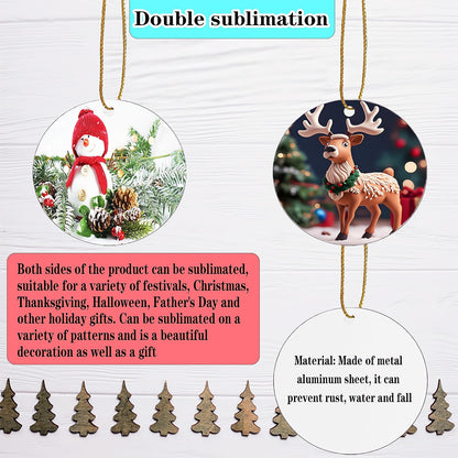 3.5 inch Metal Sublimation Christmas Ornaments,Sublimation Blanks Bulk for Heat Press Printing,DIY Handmade Crafts Double Sided Round Sublimation Ornaments 20pcs