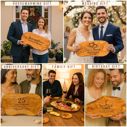 Personalized Olive Wood Cutting Board - Custom Charcuterie Boards, Housewarming, New Home, Birthday Gift for Women, Her, Men, Him, Wedding, Bridal Shower, Engagement, Anniversary, Mother’s Day Gifts