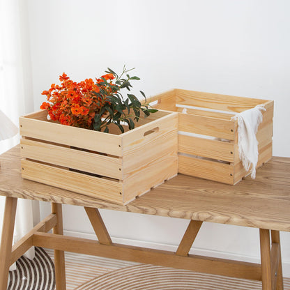 FORBRADS 1 Piece Large Pine Wood Crates For Storage, Unfinished Natural Wooden Crates, 17" x 13" x 8.9"
