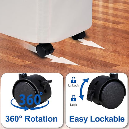 Slim Laundry Hamper with Lid and Wheels, Small Rolling Laundry Basket with