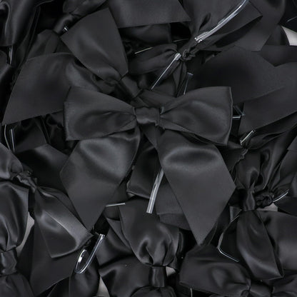 AIMUDI Black Satin Ribbon Twist Tie Bows for Treat Bags 4.5" Pre-Tied Black Bows for Christmas Tree Black Ribbon Bows for Crafts Premade Bows for Gift Wrapping Baby Shower Party Favors - 36 PCs