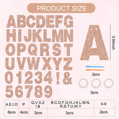 BEISHIDA 116 PCS A-Z DIY Letter Banner Kit Make Your Own Banner Including 111 Letters and Numbers 3 Rope and 2 Threading Device,Customized for Birthday Graduation Wedding Decor Rose Gold