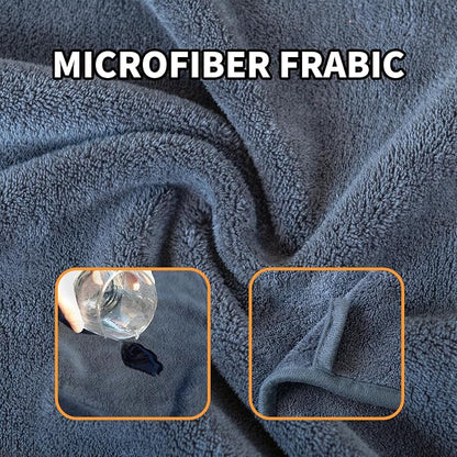 Dog Towel Dog Bathrobe, Microfiber Super Absorbent Pet, Quick Drying Robe for After Bath, Adjustable Collar & Belly Strap Pet Cat Bath Robe Towel Grey-M