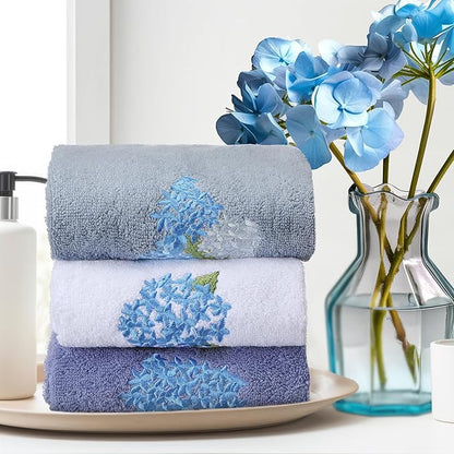 Blue Hydrangea Hand Towels Farmhouse Hydrangea Bathroom Decor 14x29 Inch