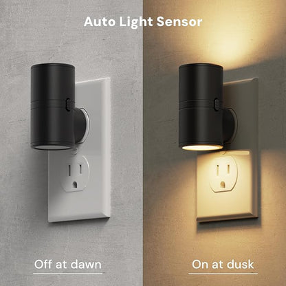 L LOHAS LED Night Light, Mini Night Lights Plug into Wall, Light Sensor, 2 Level Brightness, Soft White 3000K, Rotating Nightlight Plug in Wall for Adult Kids Hallway Bedroom Bathroom Stairway, 1 Pack
