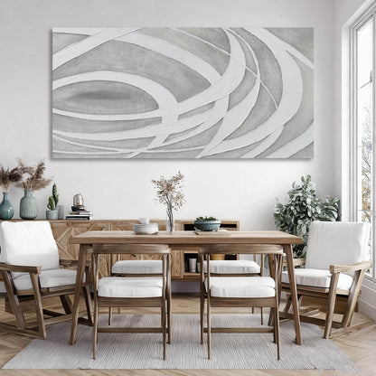 MLART99 Large Abstract Gray White Canvas Wall Art Modern Neutral Line Print Poster for Bedroom Living Room Office Aesthetic Home Decoration 29x58 Inch