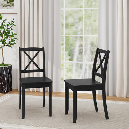 Giantex Wood Dining Chairs Set of 2, Armless Kitchen Chairs w/Rubber Wood Legs & Curved Backrest, Farmhouse Cross Back Diner Chairs, Wooden Side Chairs for Home Dining Room, Load 400 LBS, Black