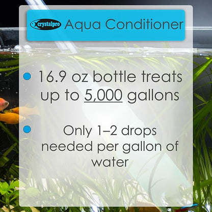 Crystalpro Aqua Conditioner - Treats 5000 Gallons - Aquarium Water Conditioner - Neutralizes Chlorine and Ammonia 16.9 Oz
