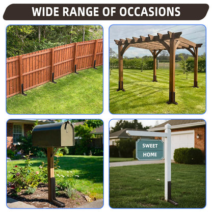 K.D STONEDGE Pack of 4 Adjustable Fence Post Repair Kit Quick Fix Rotted Tilted Broken Leaning Wood Posts Support Easy Solution Heavy Duty Steel Wooden Fence Post Anchor Stakes