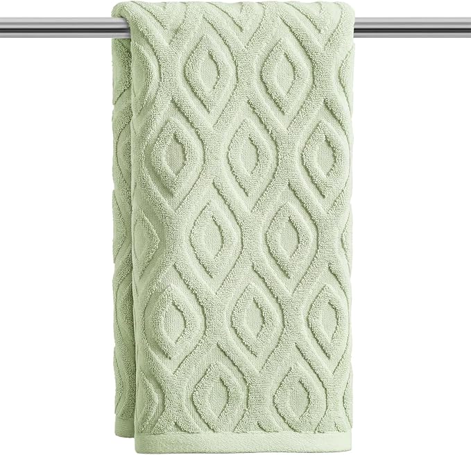 Artoid Mode 1 Pc Light Green 3D Diamond Grid Jacquard Hand Towels
