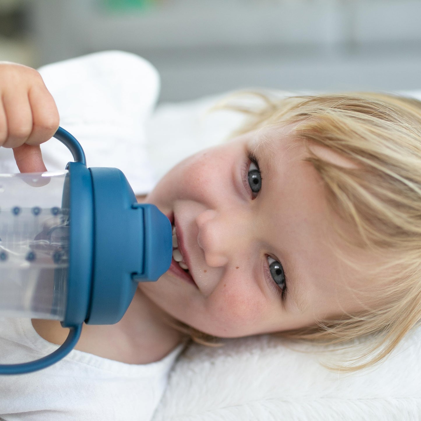 Dr. Brown's Milestones Baby's First Straw Cup, Training Cup with Weighted Straw, 9oz/270mL, Dark Blue, BPA Free, 6m+