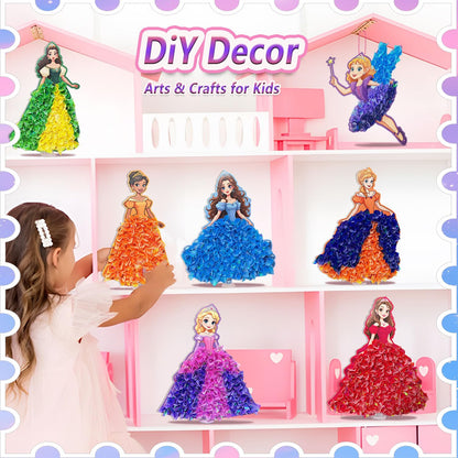 JRD&BS WINL Poke in Art Kit for Kids Toys Age 3-12 Year Old 3D Creative Princesses for Girls Birthday Gifts for 3 4 5 6 7 8 9Year Old Boy DIY Craft Art Kit for Teens Beginner Kids(Princesses)