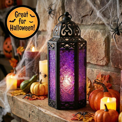 Vela Lanterns Decorative Indoor Moroccan Gothic Candle Holder, Purple, M