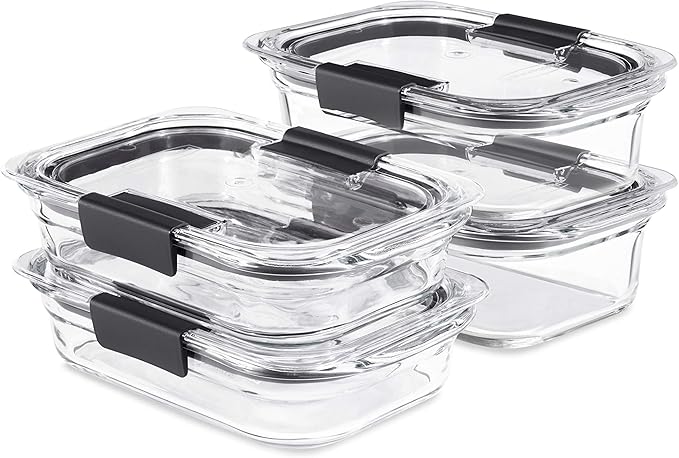 Rubbermaid Brilliance Glass Food Storage set of 4 containers 8 total pieces