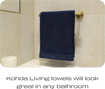 Luxury Silver-Infused Navy Blue Hand Towel Set of 2, 23.6"x17.7"
