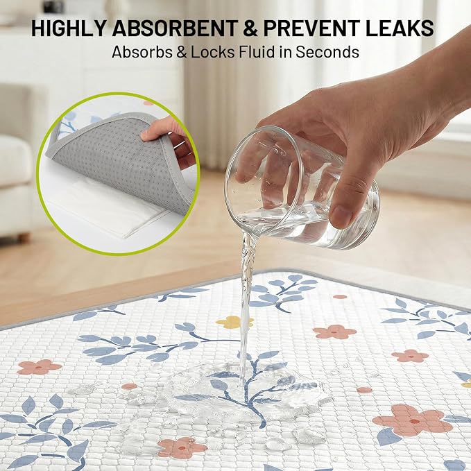 Washable Dog Pee Pads - Absorbent Reusable Puppy Training Pads, Waterproof Leak - Proof & Non - Slip for Crate Whelping Potty Training 48x48 (Pack of 2)