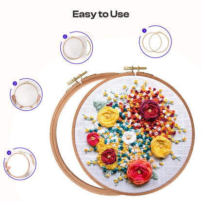 Caydo 3 Pieces Beech Wood Embroidery Hoops Set, 7 Inch to 9 Inch Round Embroidery Hoop Cross Stitch Hoop Rings for Embroidery, Sewing and Home Ornaments