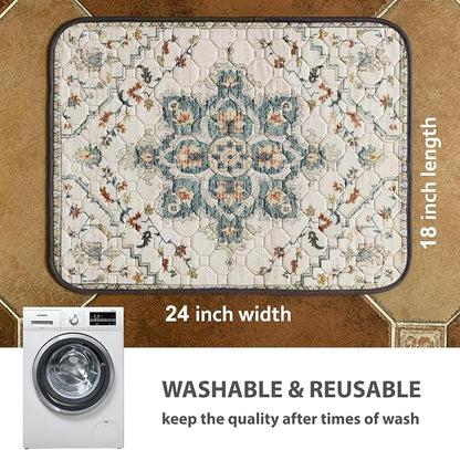 nunubaby Washable Pee Pads for Dogs, Stylish, Non-Slip and Leak-Proof Pee Pads. Reusable Potty Pads for Dogs for Crates and Floors.(Beige/Floral, 18" x24" )