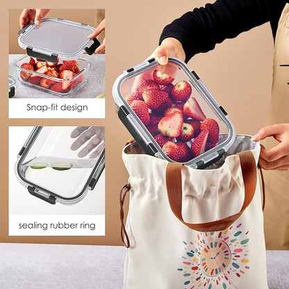 Liuruiyu 10 Pack Glass Food Storage Containers