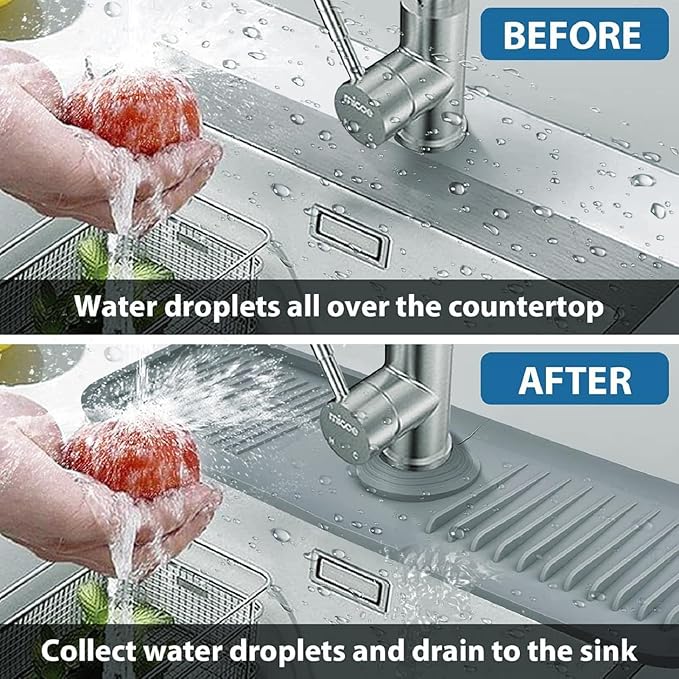 Silicone Sink Splash Guard for Kitchen & Bathroom, 17.7 inch Faucet Mat