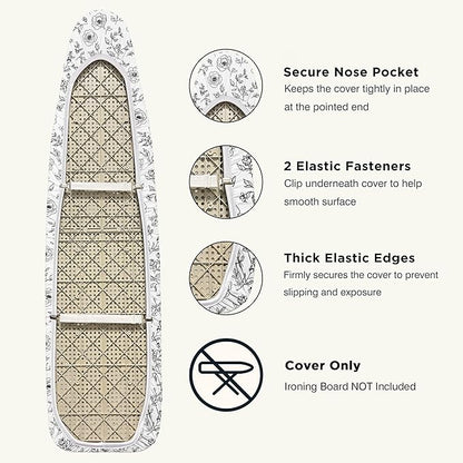 Ironing Board Cover and Pad 15"x54" Extra Thick Natural Cotton, Scorch and
