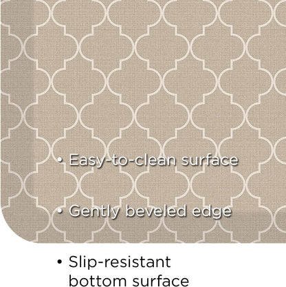 GelPro Elite Premier Anti-Fatigue Kitchen Comfort Floor Mat, 20x36,Trellis Khaki Stain Resistant Surface with Therapeutic Gel and Energy-Return Foam for Health & Wellness
