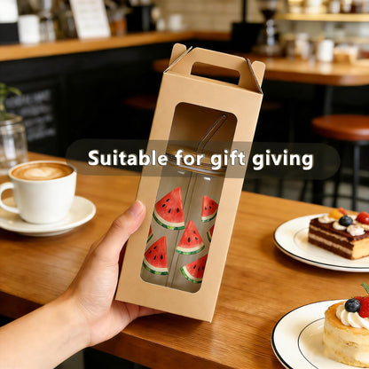25Pcs Tumbler Gift boxes for glass cup with Handle for 16oz 18oz 20oz Sublimation Glass, Cup boxes for packaging 16oz,Drinking Cup Glasses Mug Can Blanks Tumbler Boxes with window for gifts(Brown)