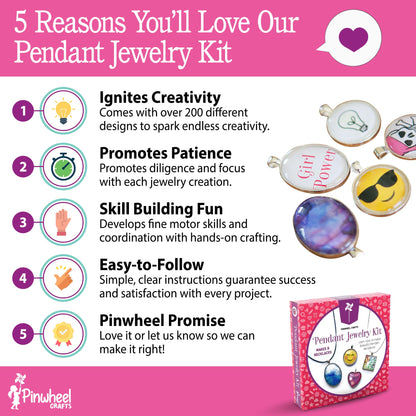Pinwheel Crafts Pendant Jewelry Making Kit for Girls 8-12+ Years, Necklace and Bracelet Making Kit for Kids – Single Craft to Create Multiple Necklace & Bracelet for Teens with 200 Designs