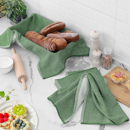 Homaxy Premium Kitchen Towels, Large Cotton Kitchen Hand Towels, Flat and Terry
