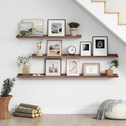 FLYJOE Floating Picture Ledge Shelves for Wall Set of 4, 48 Inch Wall Shelves with Lip Long Large Nursery Book Shelf for Toys Storage Kids Bookshelf Wall Mounted Living Room Bedroom Decor Frames