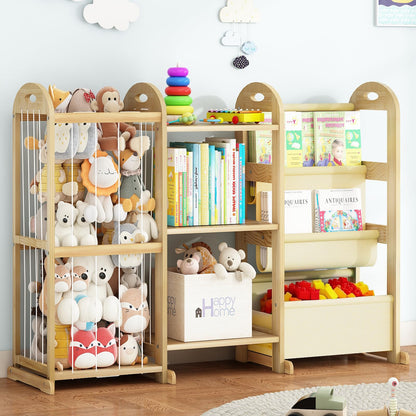 Orekemo Kids Bookshelf and Toy Storage Organizer, 3-Tier Book Shelf with Stuffed Animal Storage, Kids Toy Book Storage for Bedroom Playroom, Wooden Toy Organizer with 3 Shelves, 49.4" W